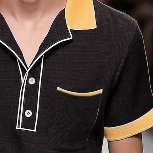 Men's Business Colorblock Polo Neck Short Sleeve T-Shirt DTT25072511