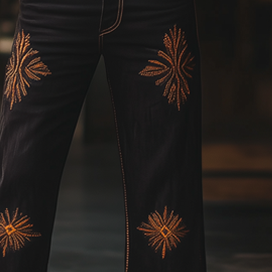 Men's Western Cowboy Style Vintage Embroidered Straight Pants DTT25061611