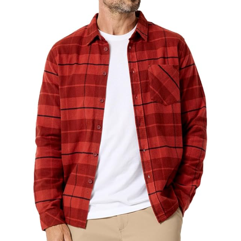 Men's Vintage Casual Lapel Flannel Plaid Long Sleeve Shirt 9911546970296