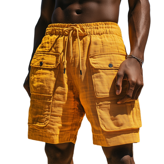 Men's Summer Classic Textured Lace-up Casual Sports Shorts DTT25062701
