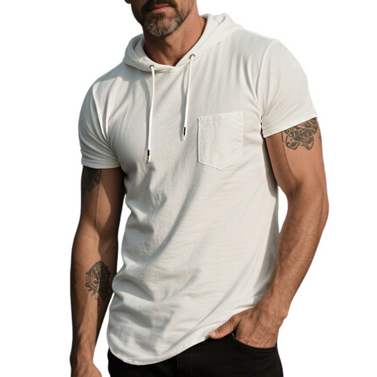 Men's Retro Casual Cotton Hooded Short Sleeve T-Shirt DTT25071811