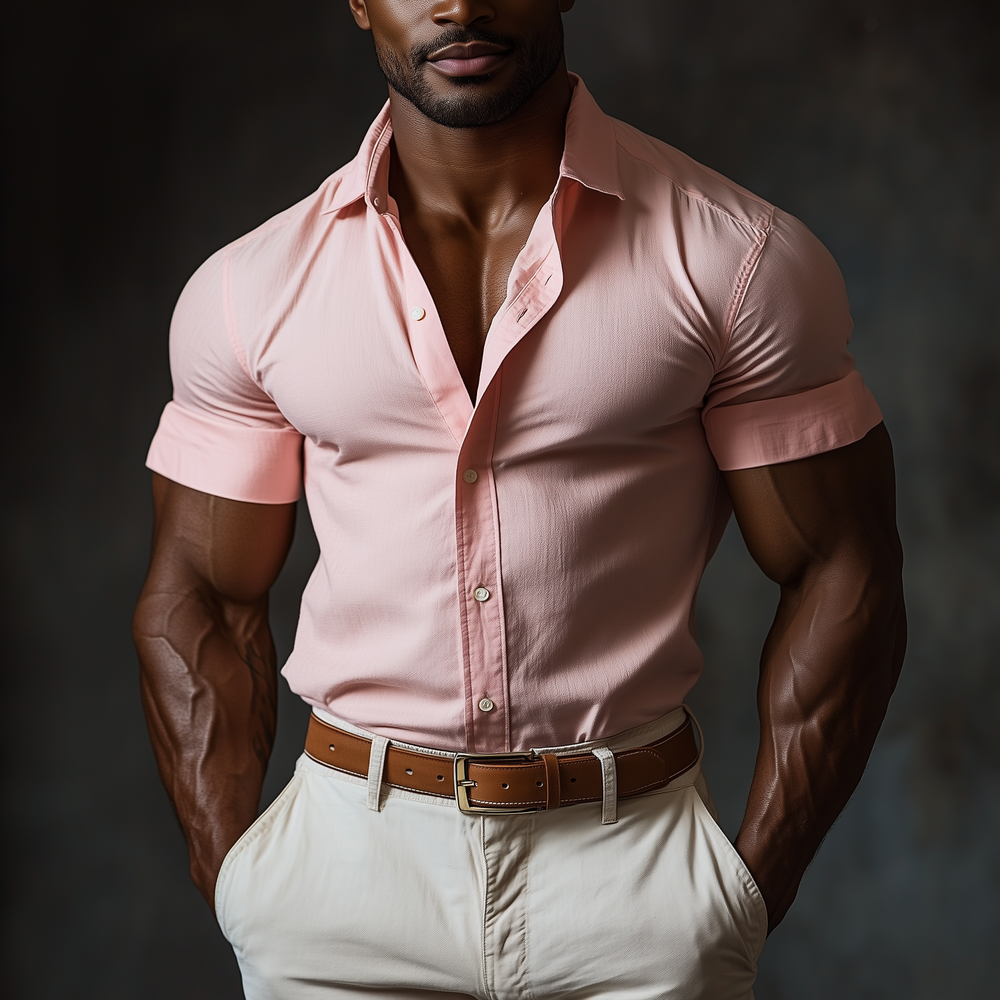 Men's Summer Fashion Solid Color Cotton And Linen Short-Sleeved Shirt DTT25062401