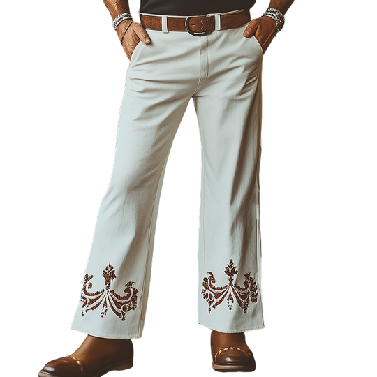 Men's Western Cowboy Style Embroidered Straight Pants DTT25061605