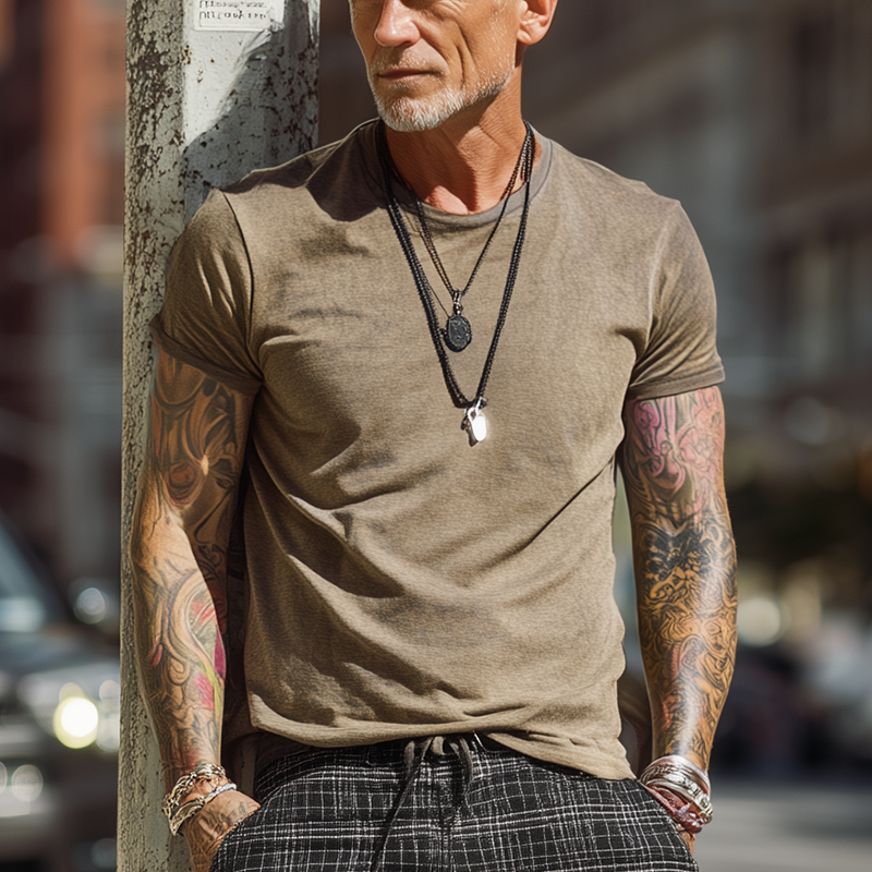 Men's Summer Thin Faux Suede Short Sleeve T-Shirt DTT25071713
