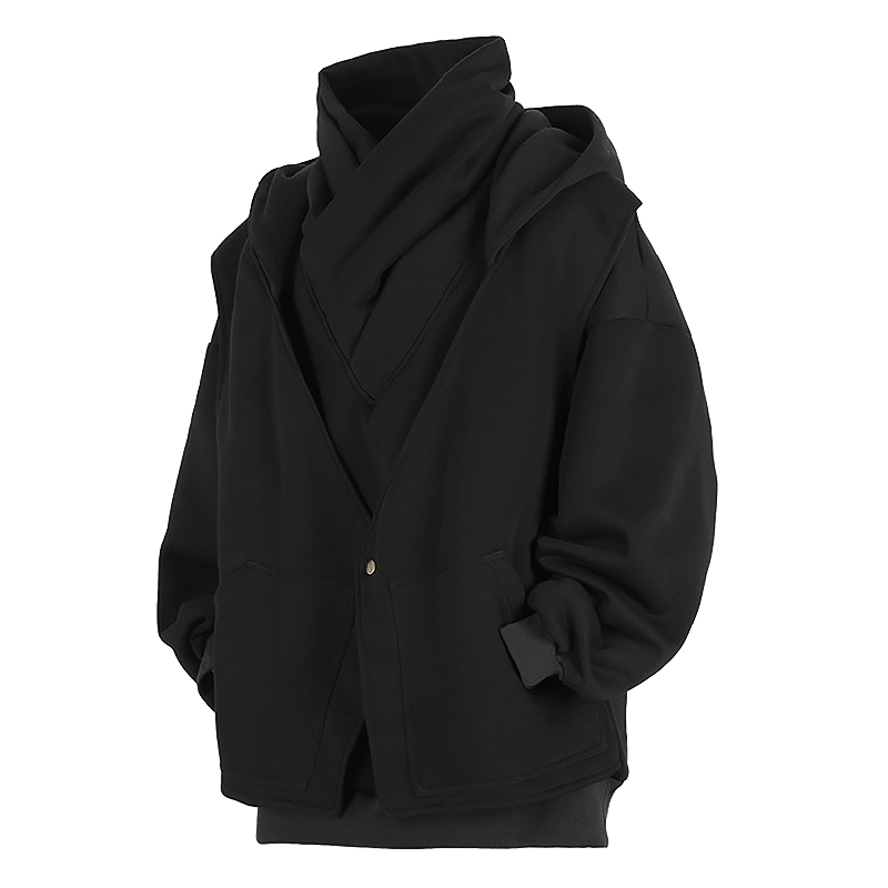 Men's Lightweight Casual Blended Hooded Fake Two-Piece Jacket 9907264651448