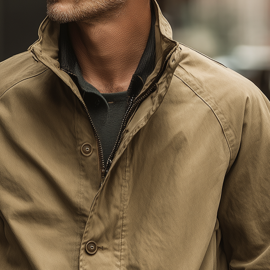 Men's Casual Solid Color Cotton Stand Collar Zipper Jacket DTT25080716