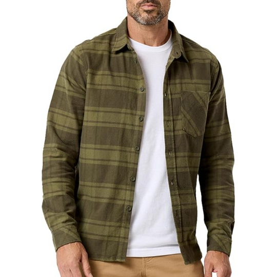 Men's Vintage Casual Lapel Flannel Plaid Long Sleeve Shirt 9911546970296