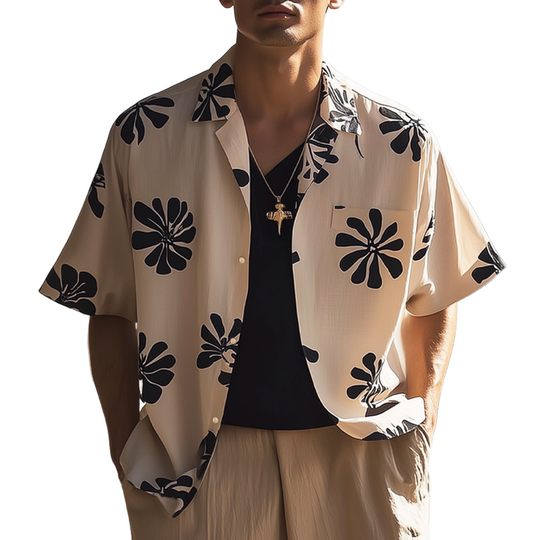 Men's Summer Casual Printed Loose Short Sleeve Shirt DTT25061101