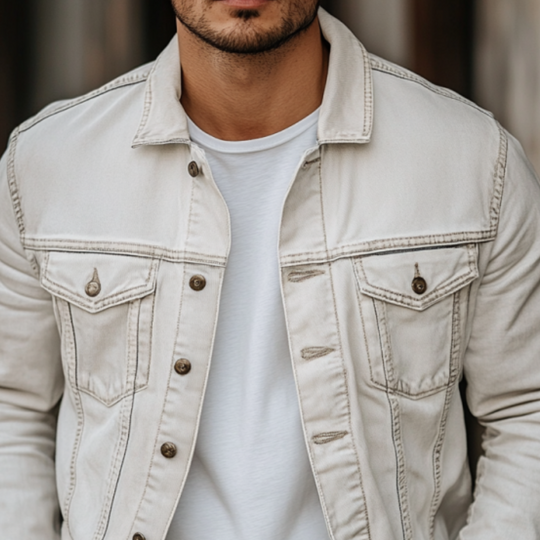 Men's Classic Casual Solid Color Washed Denim Jacket 9892386046136