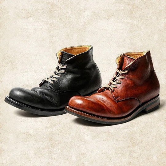 Men's Vintage Handmade Leather Lace Up Boots 9891526967480