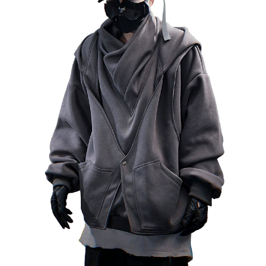 Men's Lightweight Casual Blended Hooded Fake Two-Piece Jacket 9907264651448