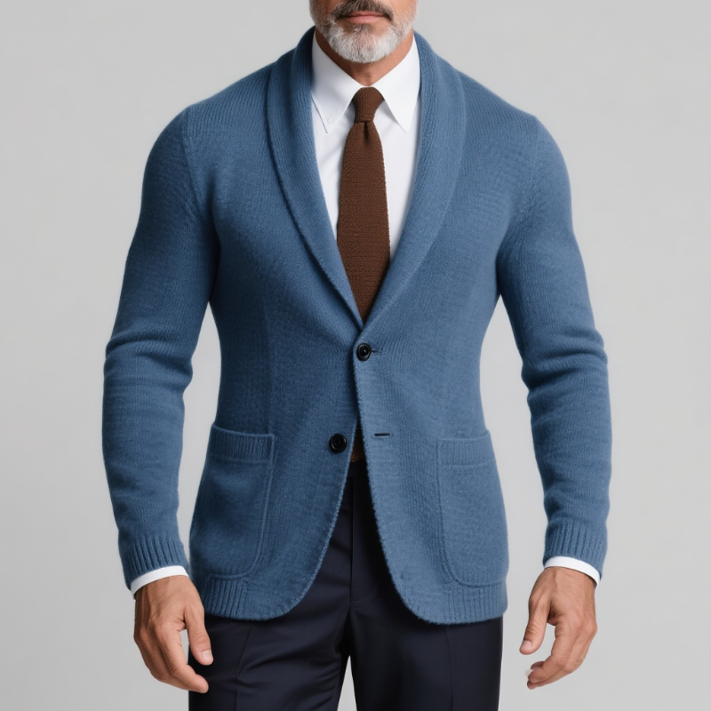 Men's Retro Casual Solid Color Knitted Blazer DTT25081506