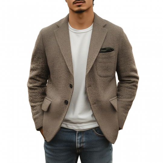 Men's Vintage Tweed Notch Lapel Single-breasted Slim-fit Blazer DTT25080702