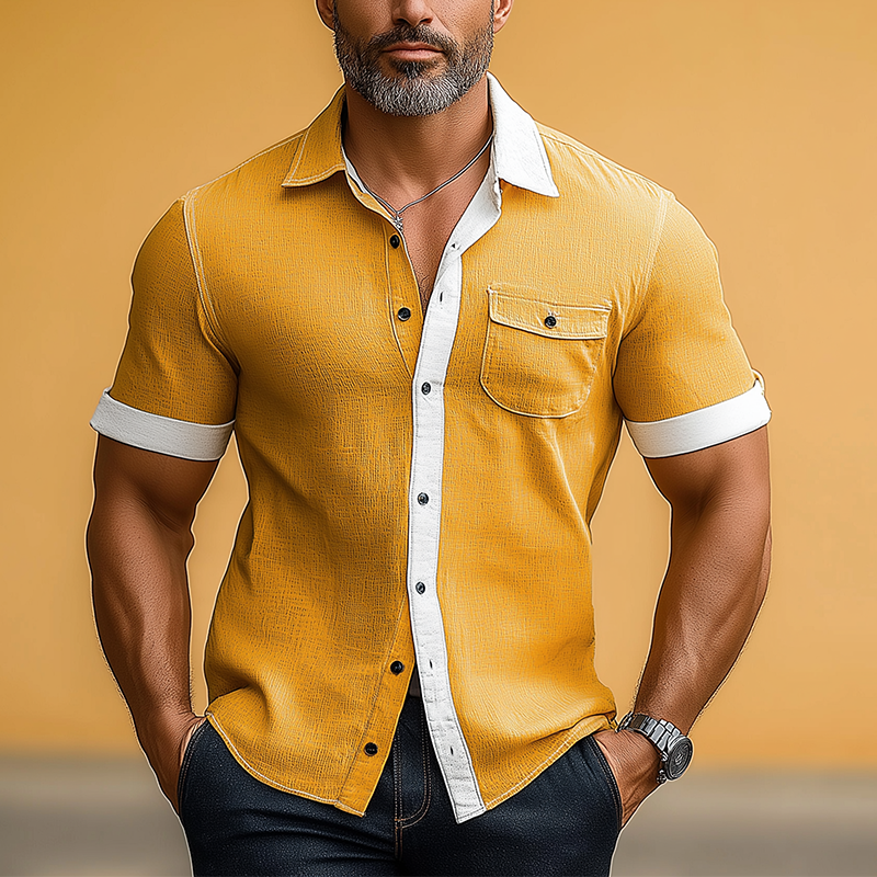 Men's Summer Light Linen Short Sleeve Shirt DTT25061321