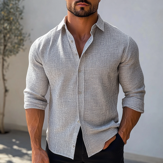Men's Texture Print Casual Long Sleeve Shirt DTT25080411
