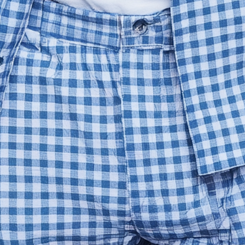 Men's Summer Fashion Plaid Cotton And Linen Casual Shorts DTT25070214