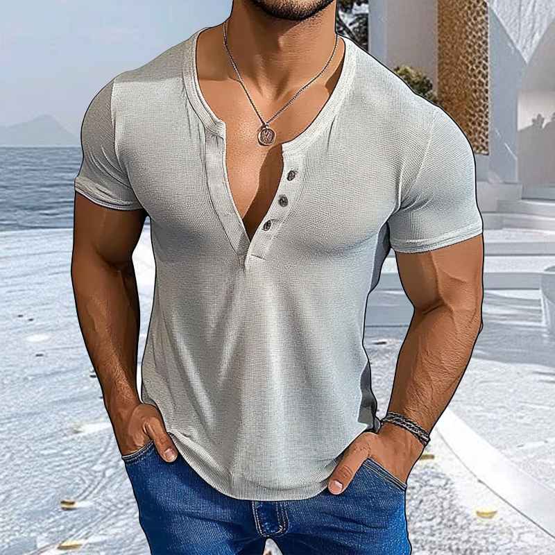 Men's Casual Solid Color Loose Short-Sleeved Round Neck T-Shirt DTT25061105