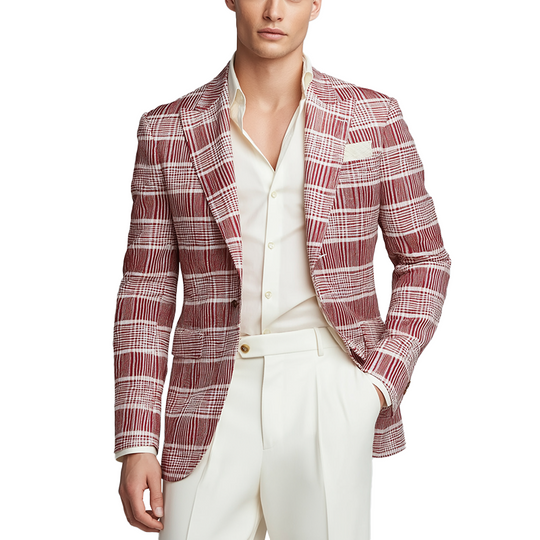 Men's Stylish Woven Check Suit Jacket DTT25081405