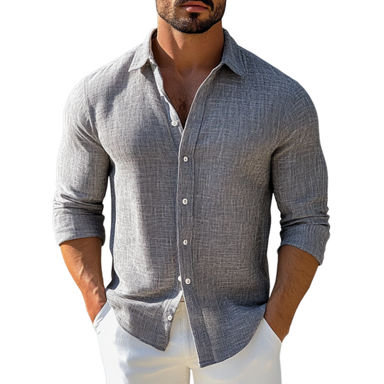 Men's Texture Print Casual Long Sleeve Shirt DTT25080411