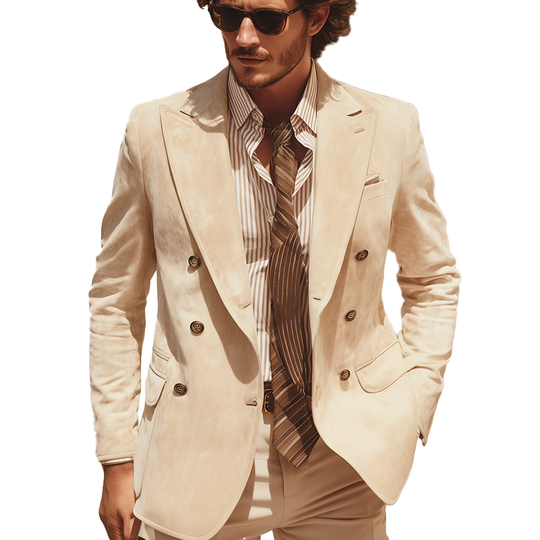 Men's Retro Elegant Faux Suede Loose Suit Jacket DTT25090415