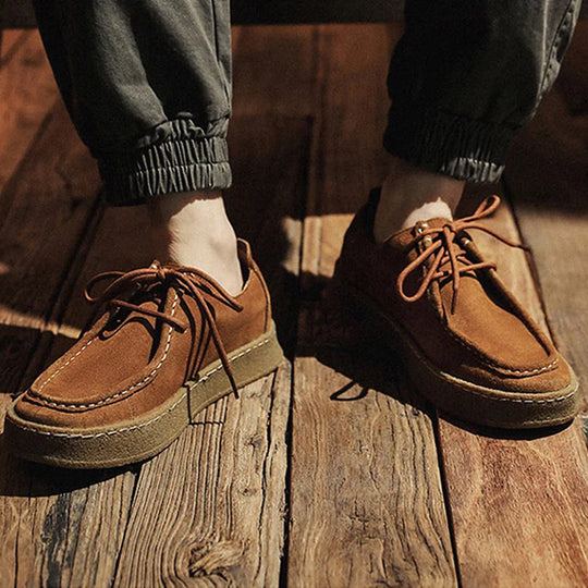 Men's Casual Fashion Cow Suede Genuine Leather Lace-Up Shoes 9891526738104