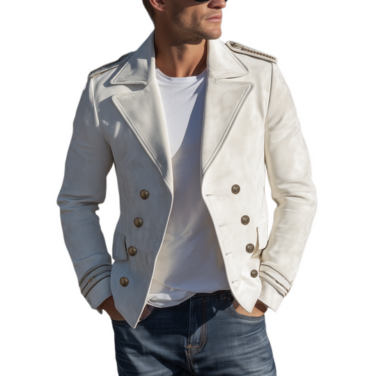 Men's Classic Retro Western Lapel Suede Cropped Double Breasted Jacket DTT25081410