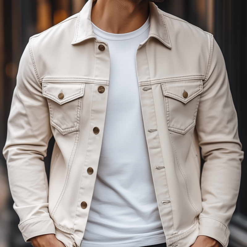 Men's Casual Solid Color Breathable Cotton Lapel Single Breasted Slim Fit Jacket DTT25081305