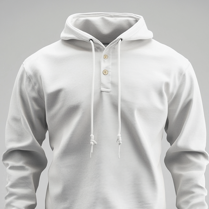 Men's Half Button Long Sleeve Drawstring Solid Hoodie 9913234718904