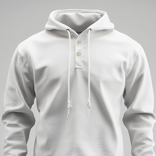 Men's Half Button Long Sleeve Drawstring Solid Hoodie 9913234718904