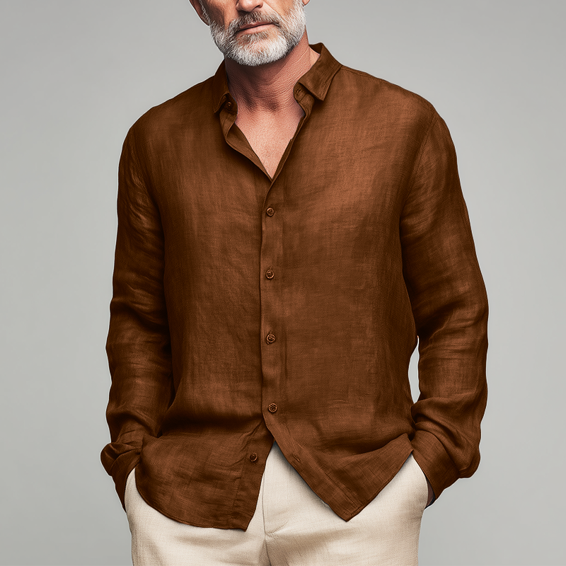 Men's Summer Fashion Slub Linen Long Sleeve Shirt DTT25082006