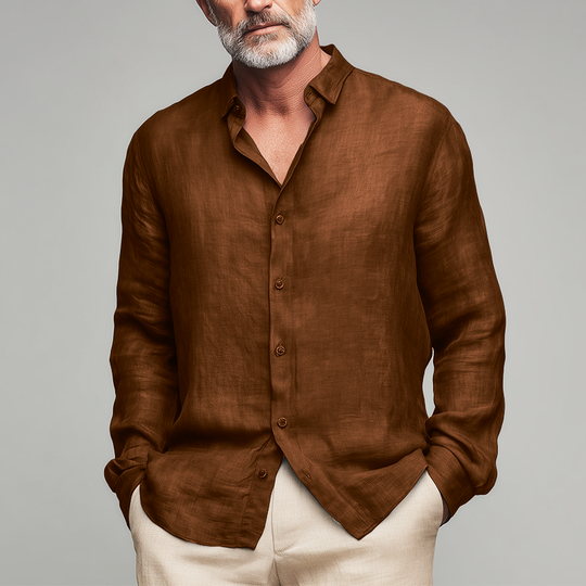 Men's Summer Fashion Slub Linen Long Sleeve Shirt DTT25082006