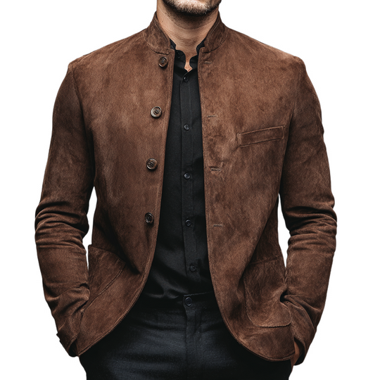 Men's Vintage Faux Suede Stand Collar Jacket DTT25081204