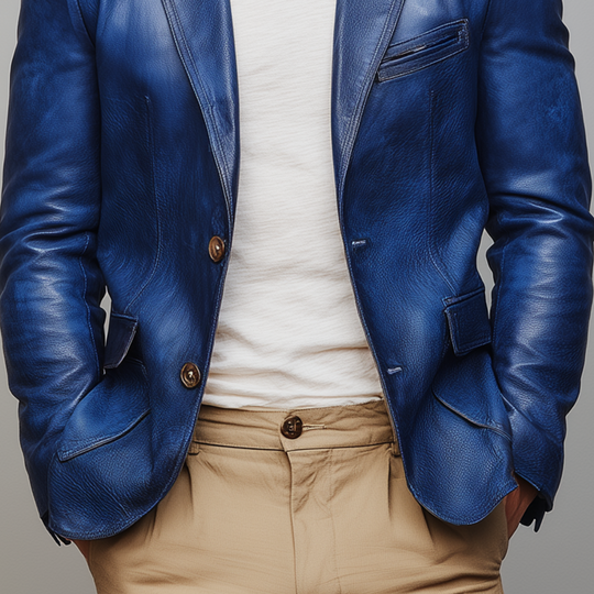 Men's Fashion Vintage Leather Single-breasted Slim-fit Blazer DTT25080603