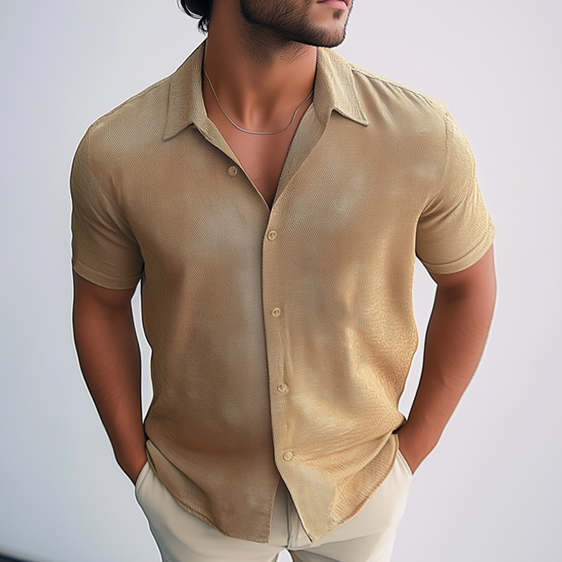 Men's Summer Twill Printed Casual Short Sleeve Shirt DTT25061103