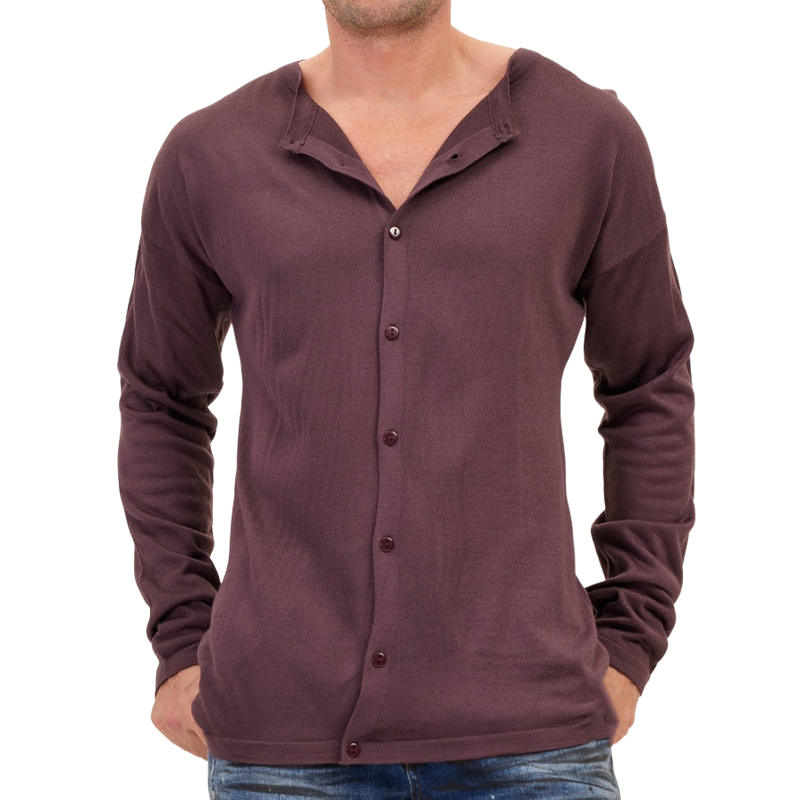 Men's Casual Comfortable Premium Fabric Collarless Long Sleeve Shirt 9892049387704