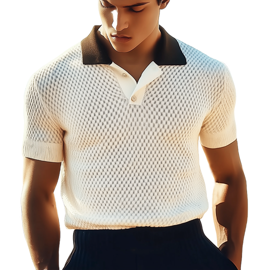 Men's Summer Classic Textured Knit Polo Neck T-Shirt DTT25070117