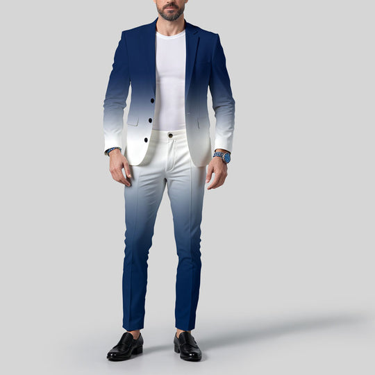 Men's Business Ombre Peak Lapel Blazer & Straight Pants 2Pcs Set Dtt554778808