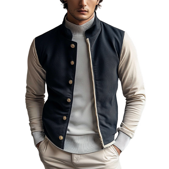 Men's Contrast Color Single-breasted Stand Collar Jacket DTT25080412