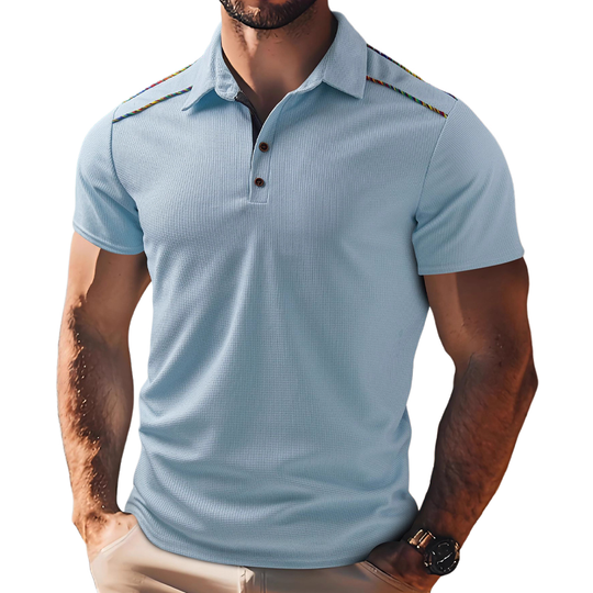 Men's Waffle Stitching Short-sleeved POLO Shirt DTT25080111