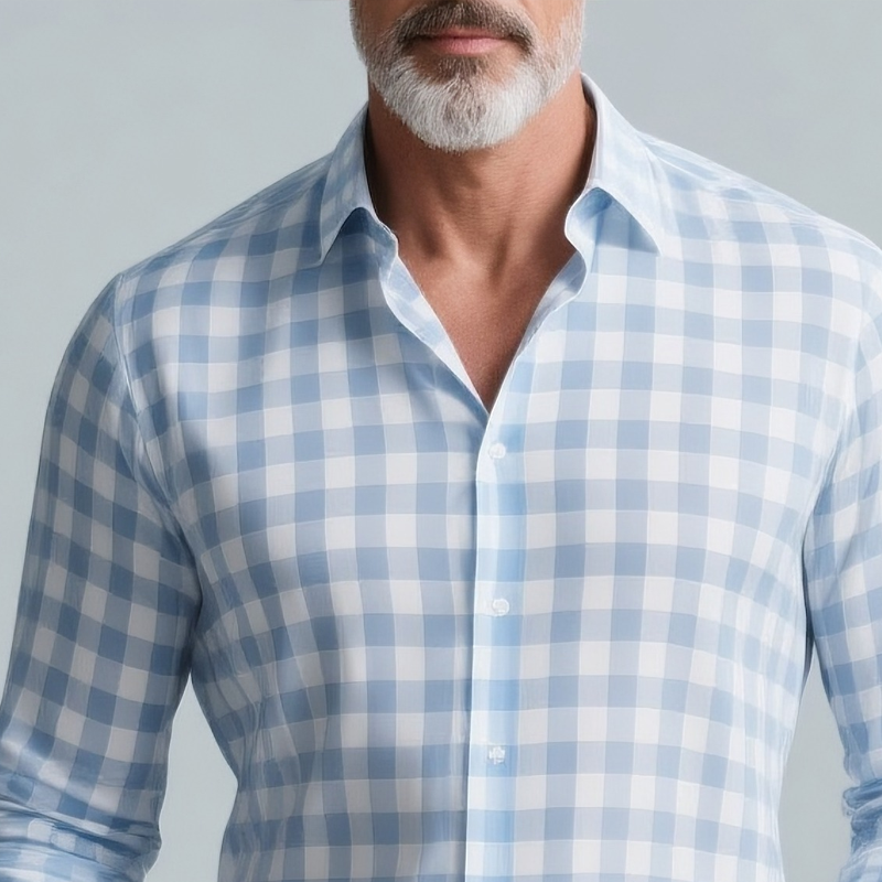 Men's Plaid Lapel Long Sleeve Shirt DTT25073112