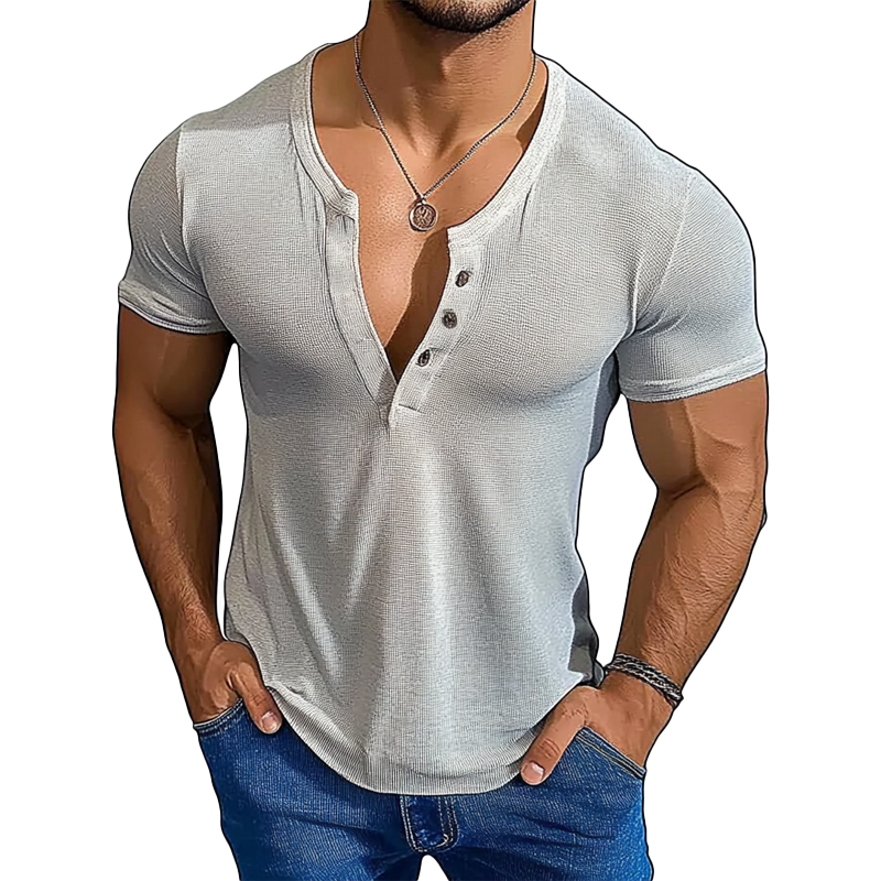 Men's Casual Solid Color Loose Short-Sleeved Round Neck T-Shirt DTT25061105