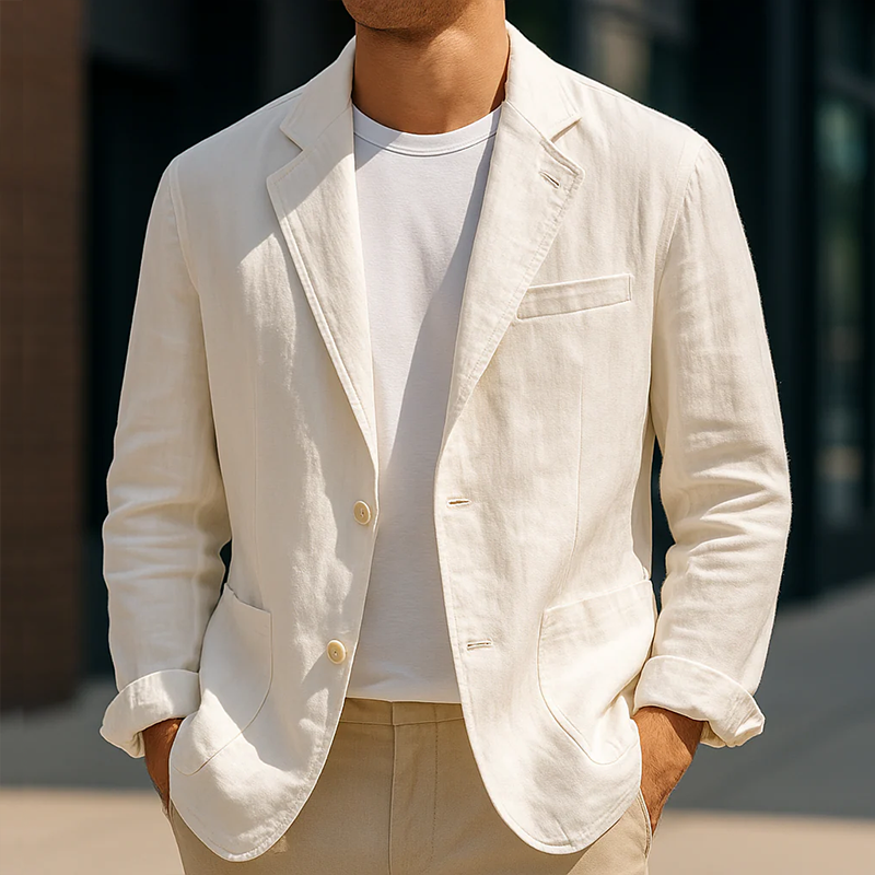 Men's Vintage Casual Washed Linen Single Breasted Blazer DTT25072817