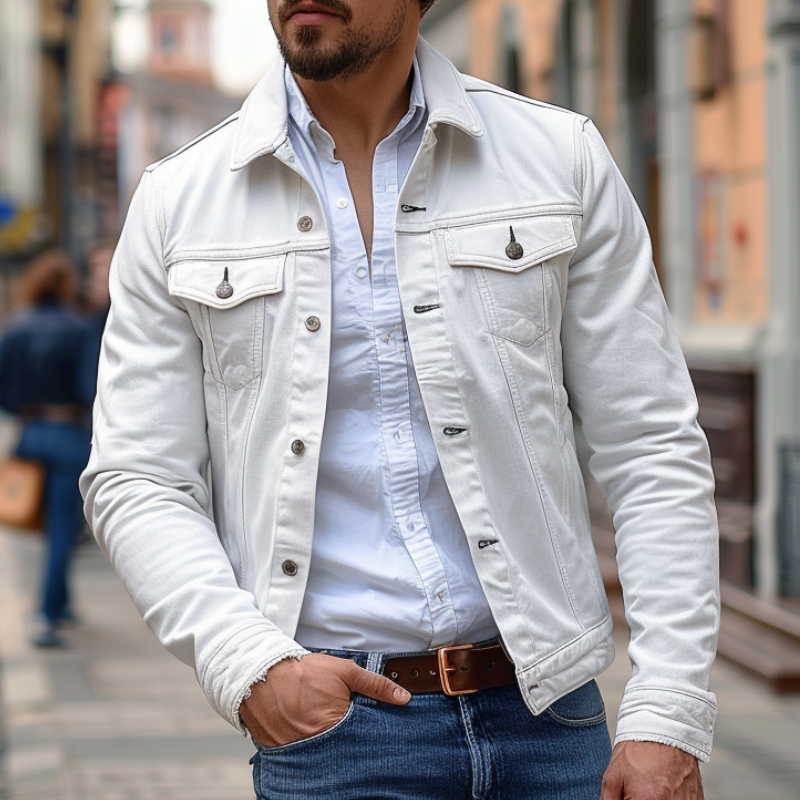 Men's Casual Slim Lapel Canvas Jacket 9899722637496