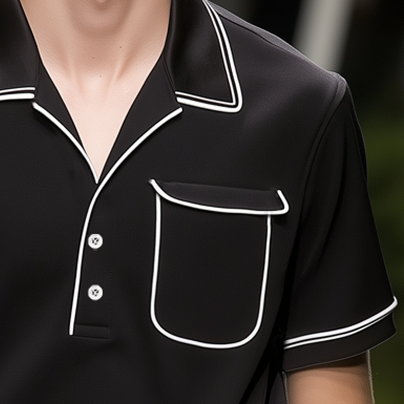 Men's Classic Black And White Polo Neck Short Sleeve T-Shirt DTT25072516