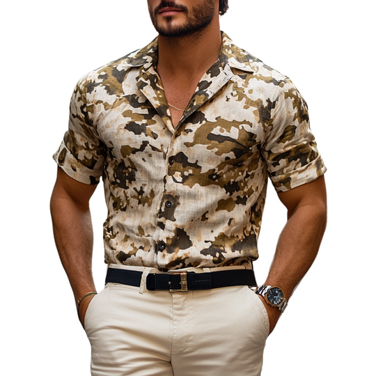 Men's Camouflage Print Lapel Short Sleeve Casual Shirt DTT25060905
