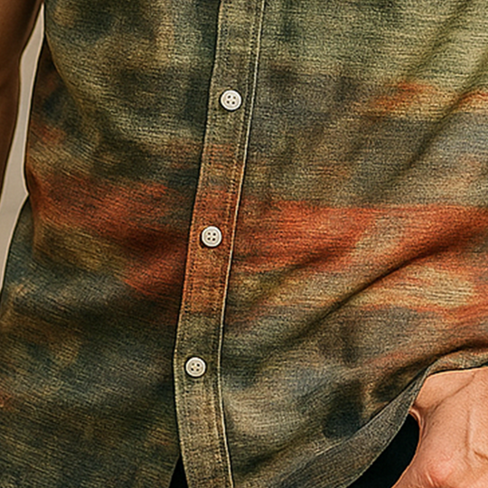 Men's Summer Fashion Printed Polyester Blended Short Sleeve Shirt DTT25061006