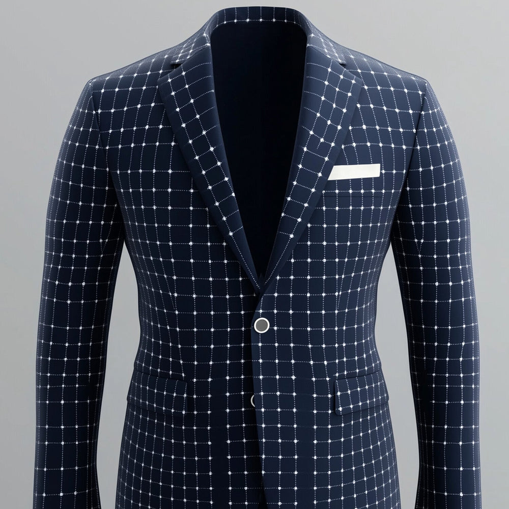 Men's Notch Lapel Long Sleeve Two Button Checked Pattern Blazer 9951401246904