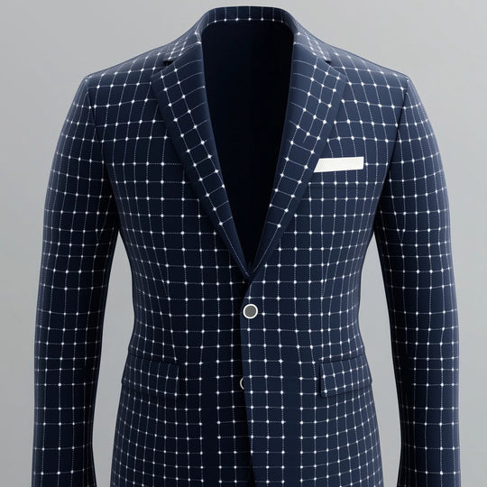 Men's Notch Lapel Long Sleeve Two Button Checked Pattern Blazer 9951401246904