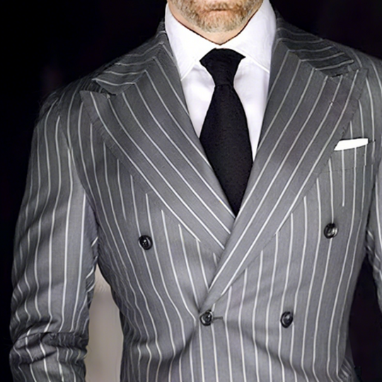 Men's Retro Casual Stripe Print Double Breasted Blazer DTT25073004