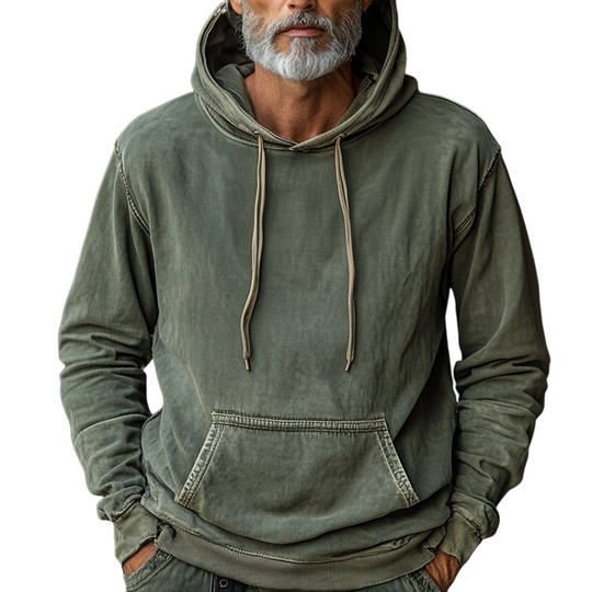 Men's Fashion Washed Long Sleeve Loose Cargo Hoodie 9907264028856